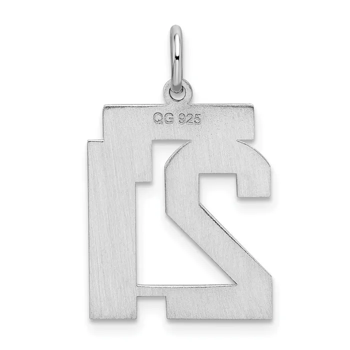 Rings TreasureFineJewelers Sterling SilverRhodiumplated Satin Number 21 Charm
