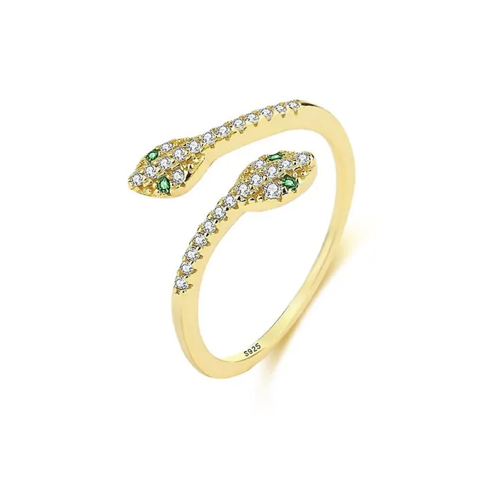 Rings Trendolla Jewelry TwoHeaded Snake Round Crystal Toi et Moi Ring