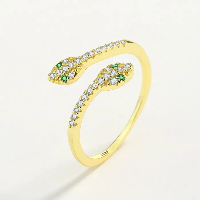 Rings Trendolla Jewelry TwoHeaded Snake Round Crystal Toi et Moi Ring