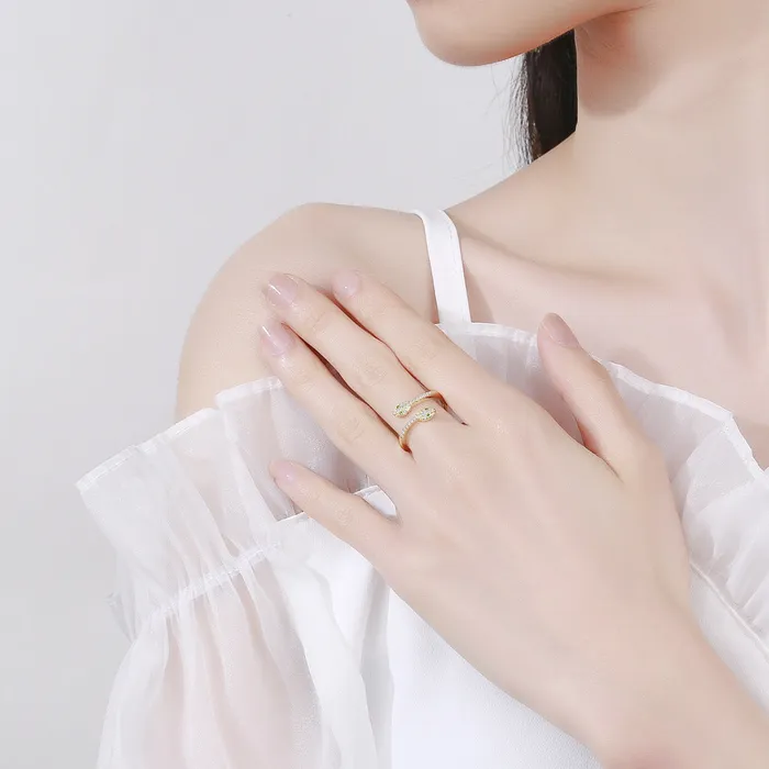Rings Trendolla Jewelry TwoHeaded Snake Round Crystal Toi et Moi Ring