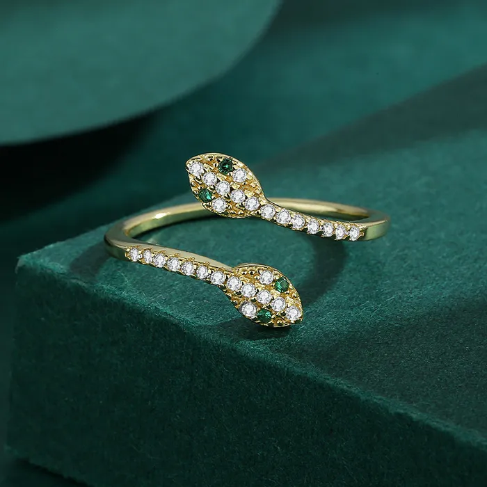 Rings Trendolla Jewelry TwoHeaded Snake Round Crystal Toi et Moi Ring