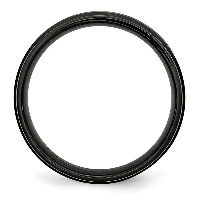 Stainless Steel 6mm Black IPplated Brushed CenterPolished Edges Band TreasureFineJewelers Rings