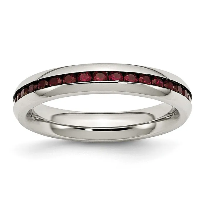Stainless Steel Polished 4mm January Dark Red CZ Ring TreasureFineJewelers Rings Stainless Steel Polished 4mm January Dark Red CZ Ring TreasureFineJewelers Rings
