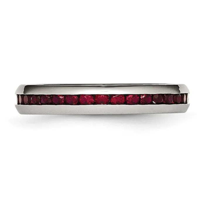 Stainless Steel Polished 4mm January Dark Red CZ Ring TreasureFineJewelers Rings