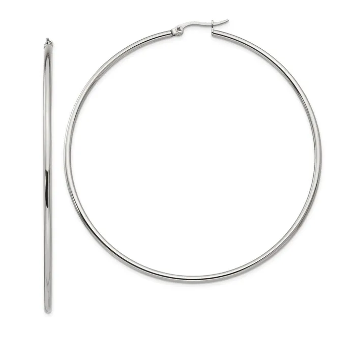 Stainless Steel Polished 70mm Diameter Hoop Earrings TreasureFineJewelers Earrings