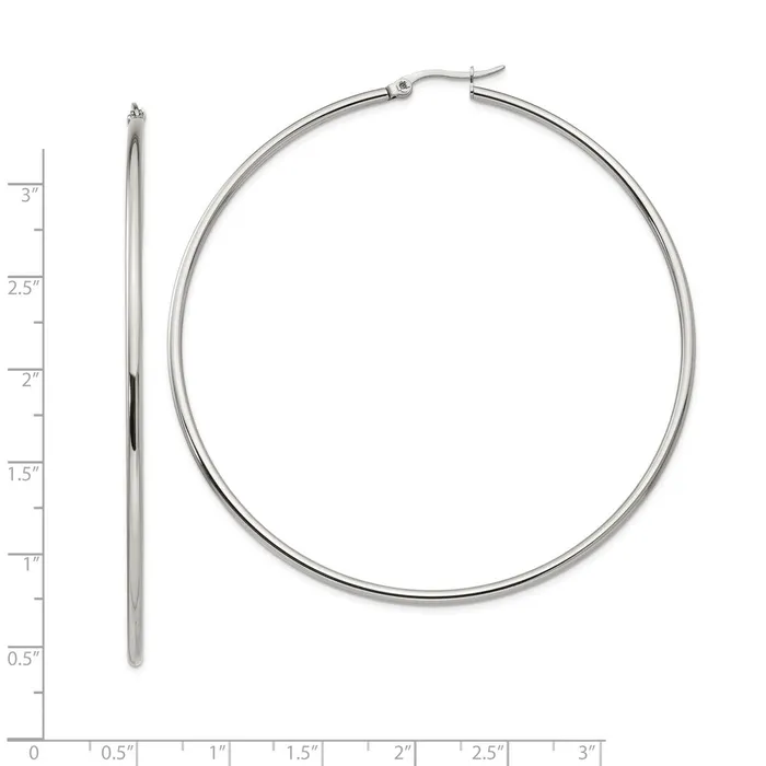 Stainless Steel Polished 70mm Diameter Hoop Earrings TreasureFineJewelers Earrings