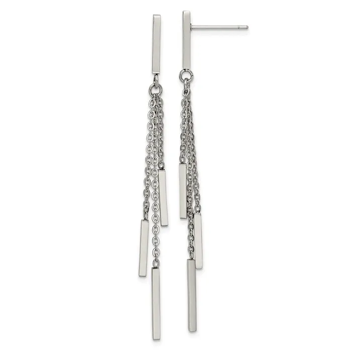 Stainless Steel Polished Bar Post Dangle Earrings TreasureFineJewelers Earrings Stainless Steel Polished Bar Post Dangle Earrings TreasureFineJewelers Earrings