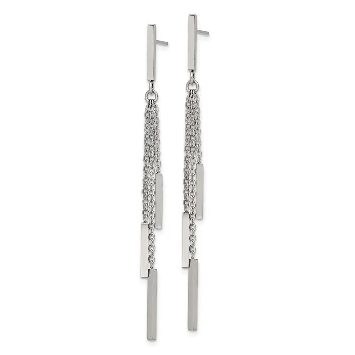 Stainless Steel Polished Bar Post Dangle Earrings TreasureFineJewelers Earrings