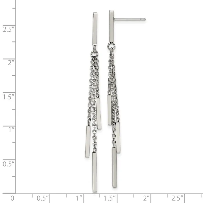 Stainless Steel Polished Bar Post Dangle Earrings TreasureFineJewelers Earrings