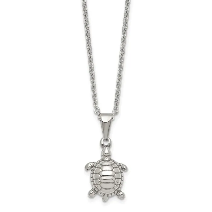 Stainless Steel Polished Turtle 22in Necklace TreasureFineJewelers Necklaces Stainless Steel Polished Turtle 22in Necklace TreasureFineJewelers Necklaces
