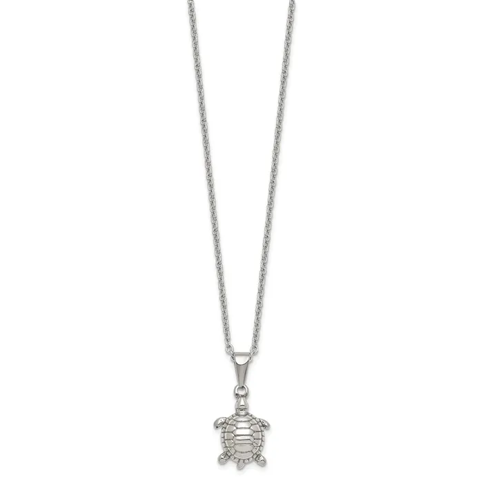 Stainless Steel Polished Turtle 22in Necklace TreasureFineJewelers Necklaces