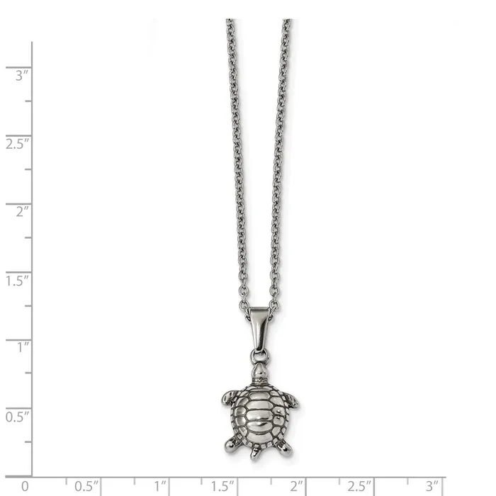 Stainless Steel Polished Turtle 22in Necklace TreasureFineJewelers Necklaces