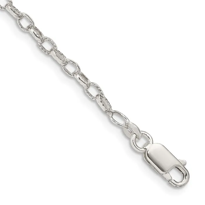 Sterling Silver 3mm Fancy Patterned Rolo Chain TreasureFineJewelers Rings