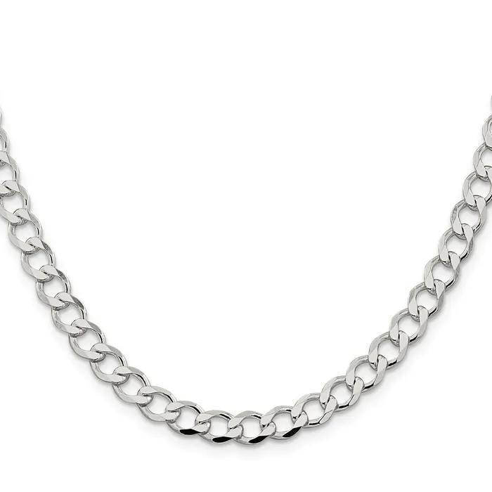 Sterling Silver 64mm Semisolid Flat Curb Chain TreasureFineJewelers Rings