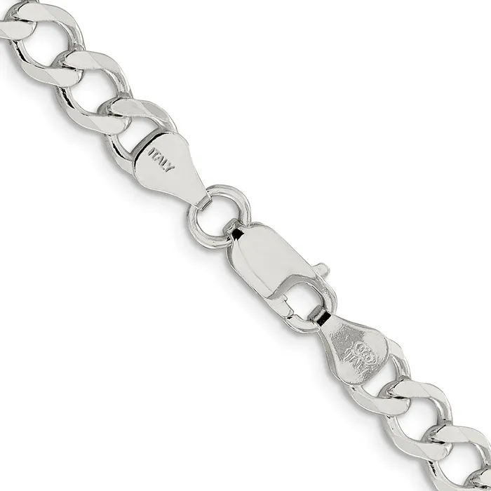 Sterling Silver 64mm Semisolid Flat Curb Chain TreasureFineJewelers Rings