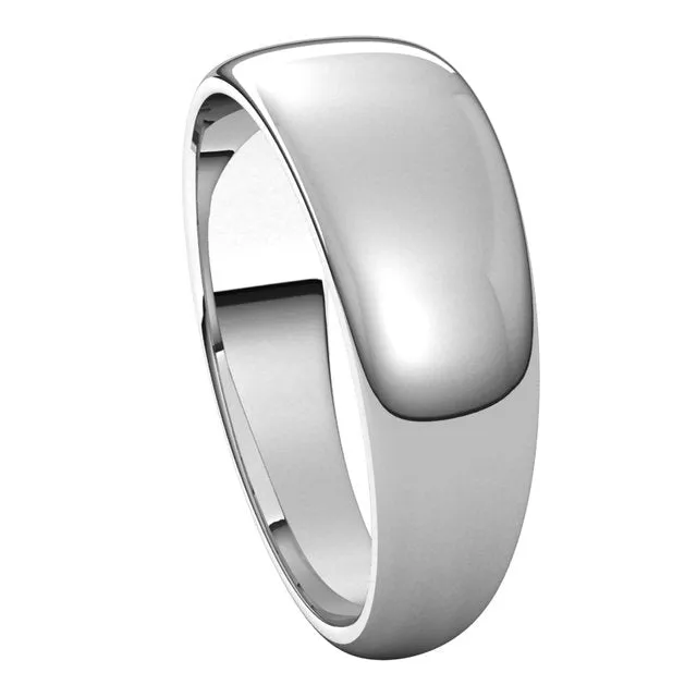 Sterling Silver 7 mm Half Round Tapered Wedding Band TreasureFineJewelers Rings