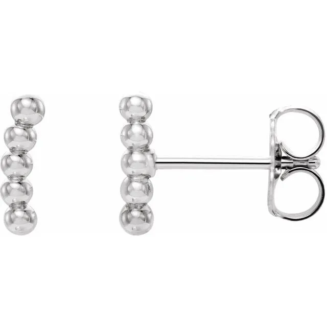 Sterling Silver 83x19 mm Curved Beaded Earrings TreasureFineJewelers Earrings Sterling Silver 83x19 mm Curved Beaded Earrings TreasureFineJewelers Earrings
