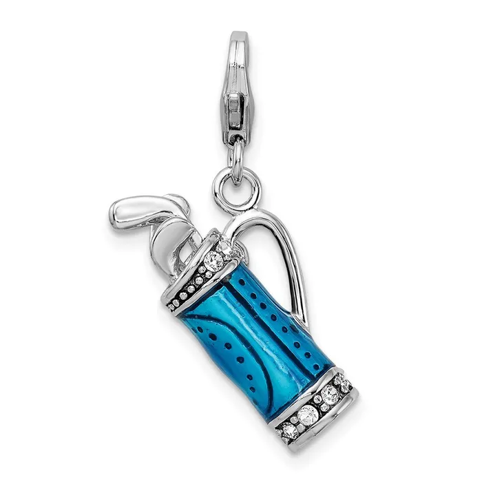 Sterling Silver Amore La Vita Rhodpl Enameled 3D Golf Bag Clubs Charm TreasureFineJewelers Rings Sterling Silver Amore La Vita Rhodpl Enameled 3D Golf Bag Clubs Charm TreasureFineJewelers Rings