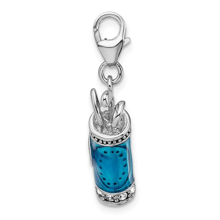 Sterling Silver Amore La Vita Rhodpl Enameled 3D Golf Bag Clubs Charm TreasureFineJewelers Rings