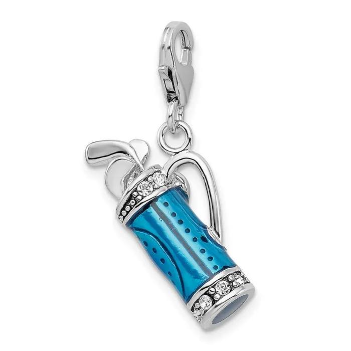 Sterling Silver Amore La Vita Rhodpl Enameled 3D Golf Bag Clubs Charm TreasureFineJewelers Rings