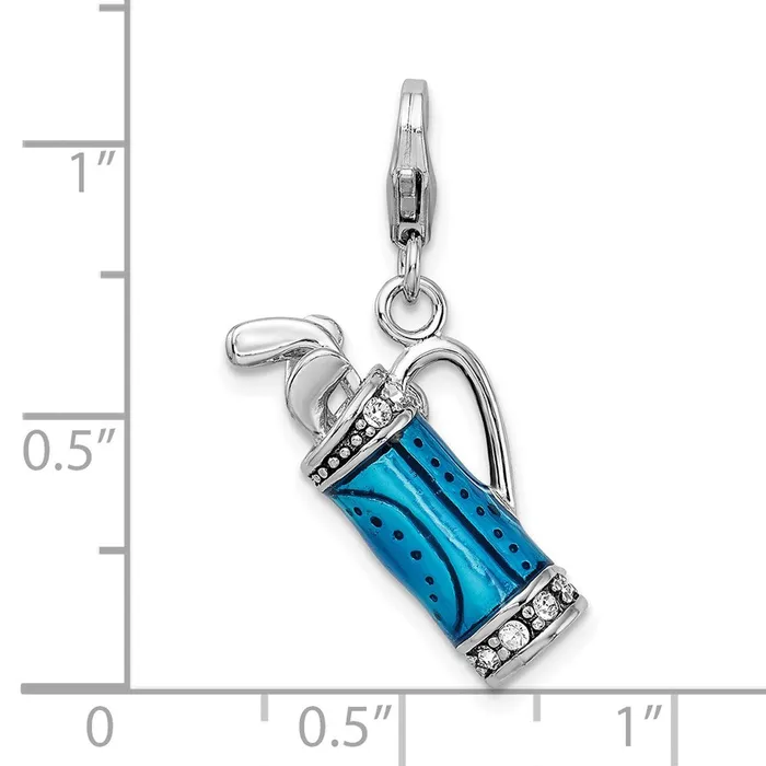 Sterling Silver Amore La Vita Rhodpl Enameled 3D Golf Bag Clubs Charm TreasureFineJewelers Rings