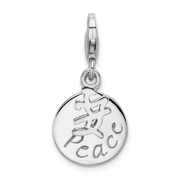 Sterling Silver Amore La Vita Rhodiumplated Polished PEACE Charm TreasureFineJewelers Rings Sterling Silver Amore La Vita Rhodiumplated Polished PEACE Charm TreasureFineJewelers Rings