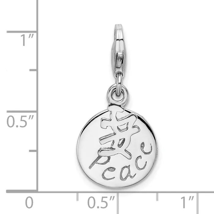 Sterling Silver Amore La Vita Rhodiumplated Polished PEACE Charm TreasureFineJewelers Rings