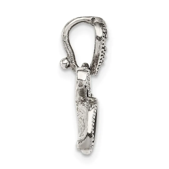 Sterling Silver Antiqued Marcasite Black Epoxy Trombone Pendant TreasureFineJewelers Necklaces