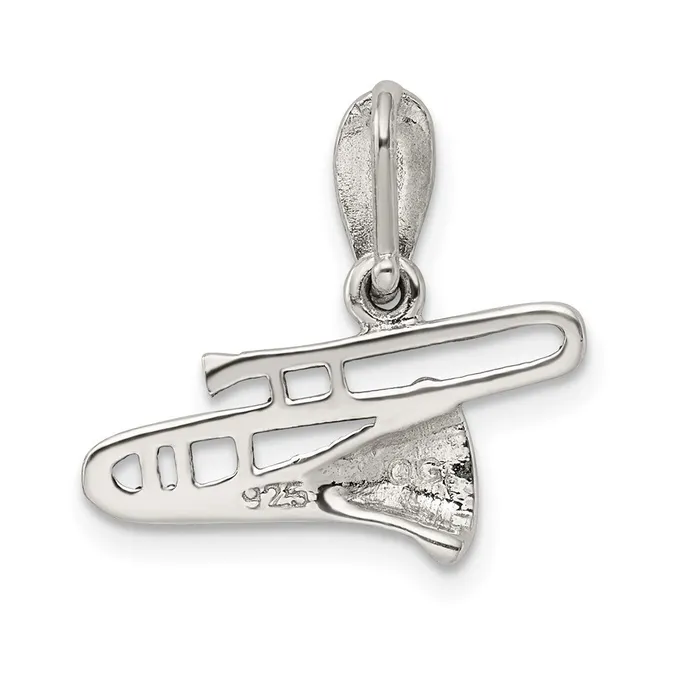 Sterling Silver Antiqued Marcasite Black Epoxy Trombone Pendant TreasureFineJewelers Necklaces