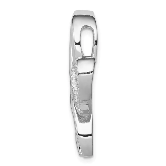 Sterling Silver CZ Heart Breast Cancer Ribbon Chain Slide TreasureFineJewelers Necklaces
