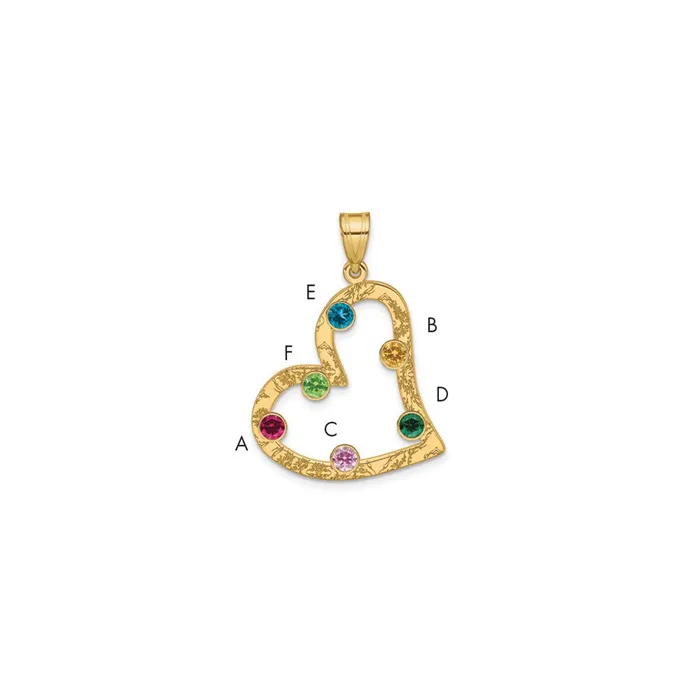 Sterling SilverGoldplated 6 Birthstone Heart with SS Bezel Family Pendant TreasureFineJewelers Necklaces Sterling SilverGoldplated 6 Birthstone Heart with SS Bezel Family Pendant TreasureFineJewelers Necklaces