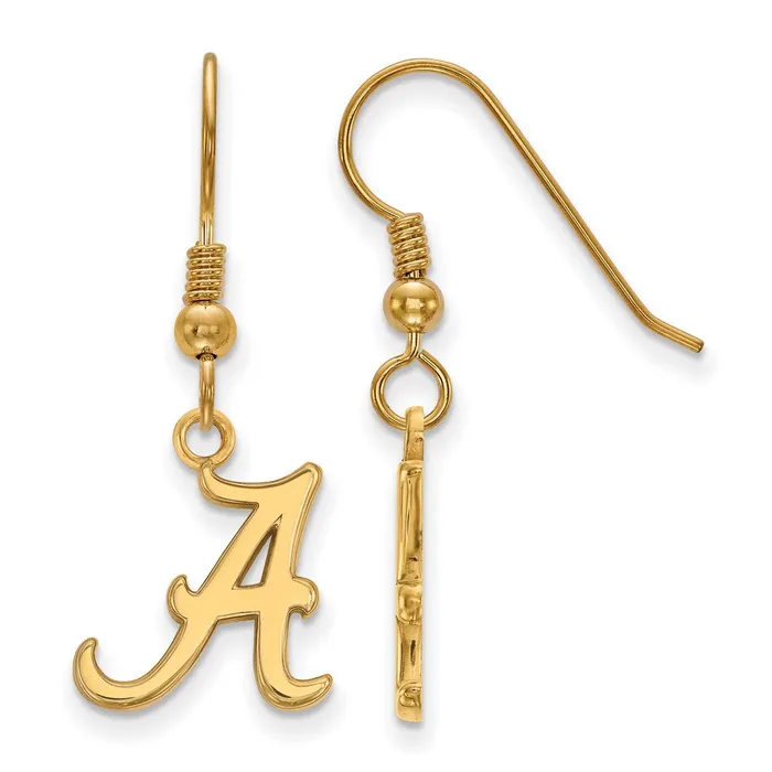 Sterling Silver Goldplated University of Alabama Letter A Small Dangle Wire Earrings TreasureFineJewelers Earrings Sterling Silver Goldplated University of Alabama Letter A Small Dangle Wire Earrings TreasureFineJewelers Earrings