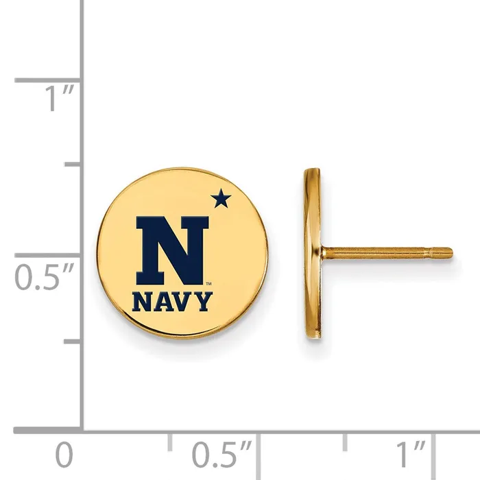 Sterling Silver Goldplated US Naval Academy Small Enameled Disc Post Earrings TreasureFineJewelers Earrings