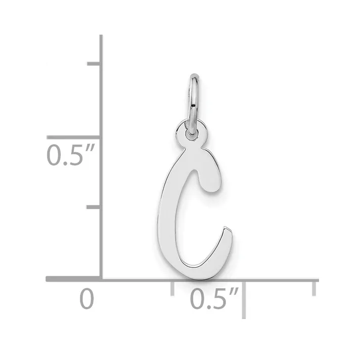Sterling Silver Medium Slanted Block Initial C Charm TreasureFineJewelers Rings