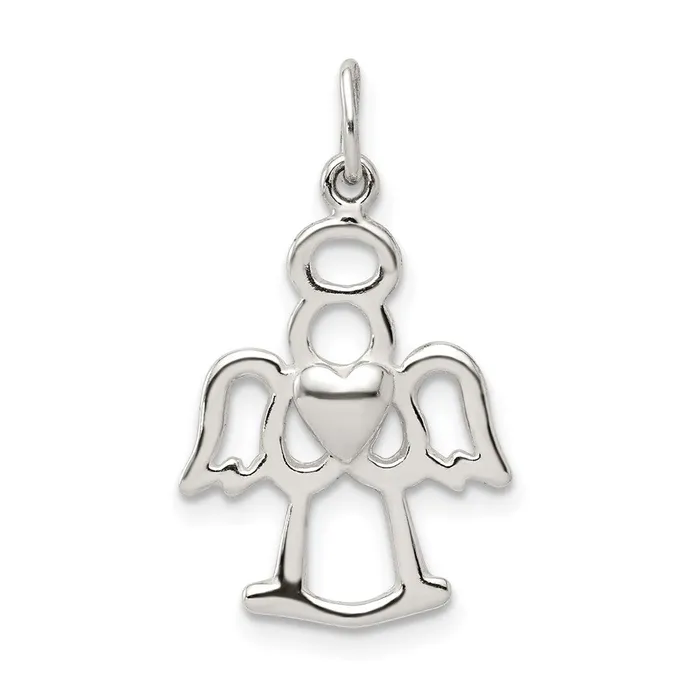 Sterling Silver Polished Angel w Heart Charm TreasureFineJewelers Rings