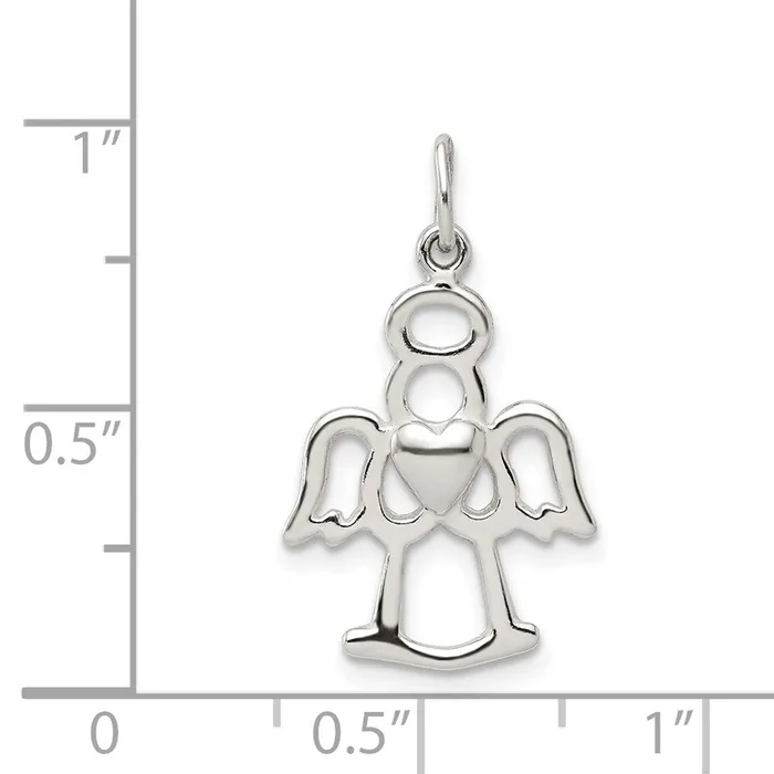 Sterling Silver Polished Angel w Heart Charm TreasureFineJewelers Rings