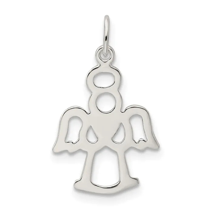 Sterling Silver Polished Angel w Heart Charm TreasureFineJewelers Rings