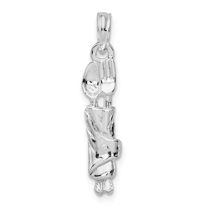 Sterling Silver Polished Spoon and Fork Rolled in Napkin Pendant TreasureFineJewelers Necklaces Sterling Silver Polished Spoon and Fork Rolled in Napkin Pendant TreasureFineJewelers Necklaces