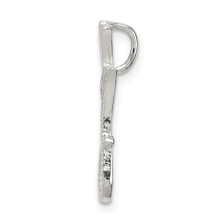 Sterling Silver Polished Textured Letter J Initial Chain Slide TreasureFineJewelers Necklaces
