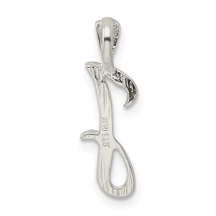 Sterling Silver Polished Textured Letter J Initial Chain Slide TreasureFineJewelers Necklaces