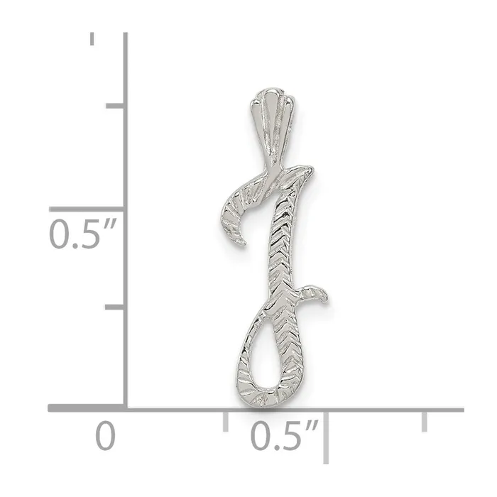 Sterling Silver Polished Textured Letter J Initial Chain Slide TreasureFineJewelers Necklaces