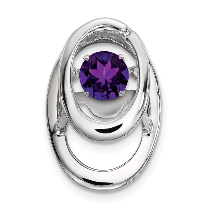 Sterling Silver Rhodium Amethyst Birthstone Vibrant Chain Slide TreasureFineJewelers Necklaces Sterling Silver Rhodium Amethyst Birthstone Vibrant Chain Slide TreasureFineJewelers Necklaces