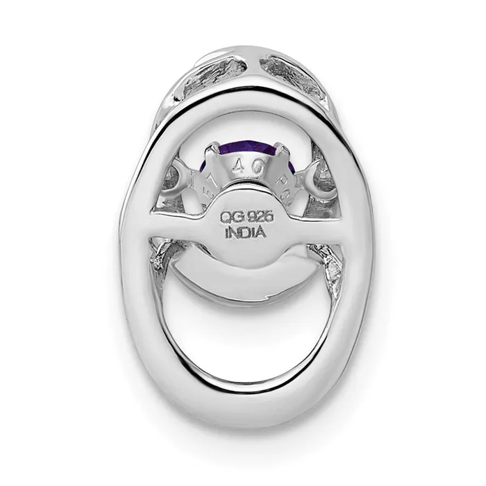 Sterling Silver Rhodium Amethyst Birthstone Vibrant Chain Slide TreasureFineJewelers Necklaces