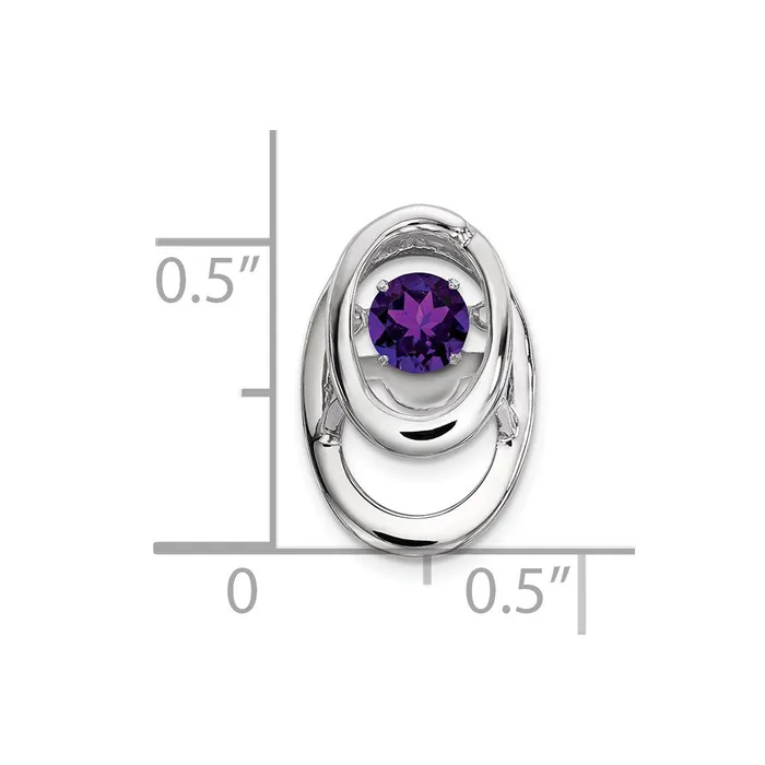 Sterling Silver Rhodium Amethyst Birthstone Vibrant Chain Slide TreasureFineJewelers Necklaces