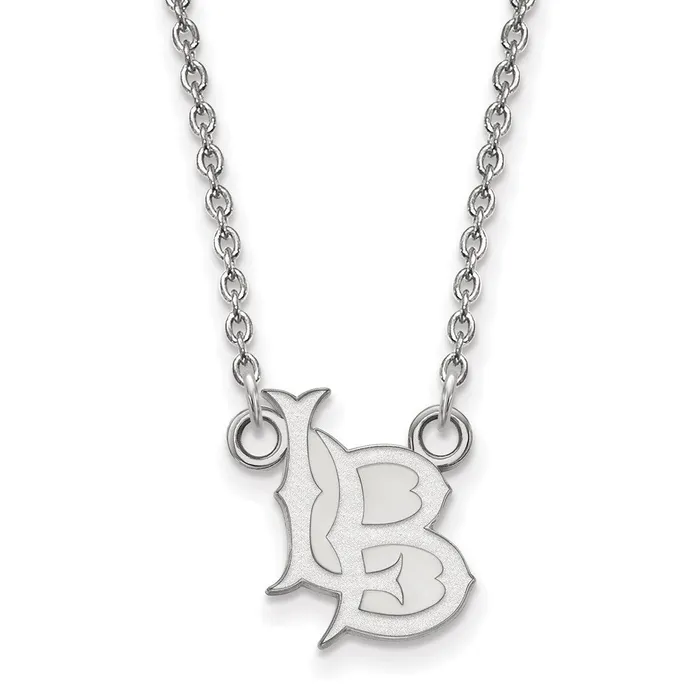 Sterling Silver Rhodiumplated California State University Long Beach LB Small Pendant 18 inch Necklace TreasureFineJewelers Necklaces Sterling Silver Rhodiumplated California State University Long Beach LB Small Pendant 18 inch Necklace TreasureFineJewelers Necklaces