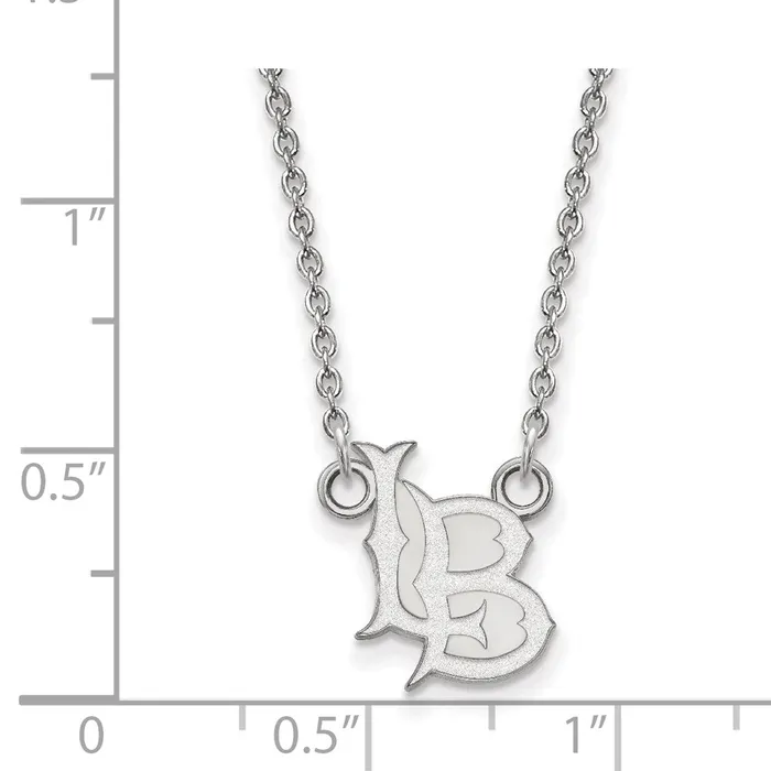 Sterling Silver Rhodiumplated California State University Long Beach LB Small Pendant 18 inch Necklace TreasureFineJewelers Necklaces