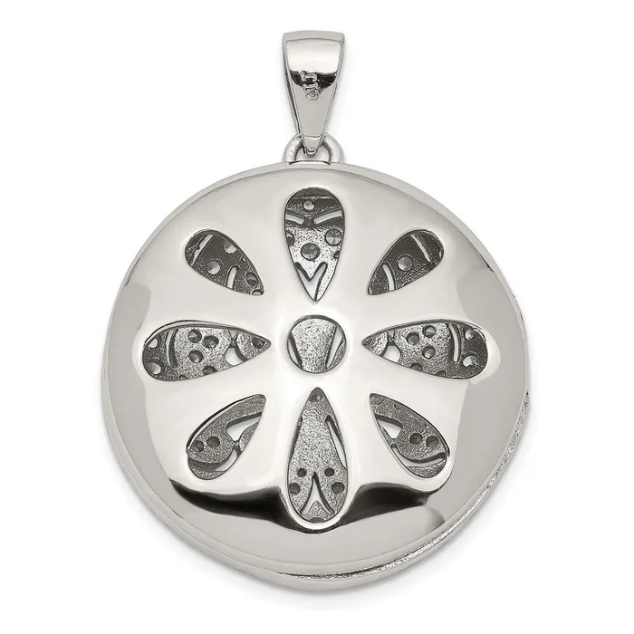 Sterling Silver Rhodiumplated CZ Flower Design 22mm Locket Pendant TreasureFineJewelers Necklaces