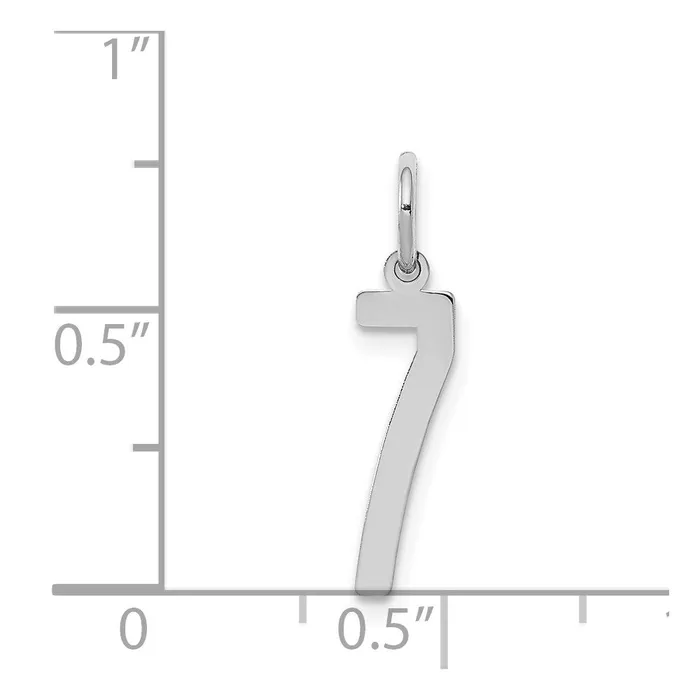 Sterling SilverRhodiumplated Elongated Polished Number 7 Charm TreasureFineJewelers Rings