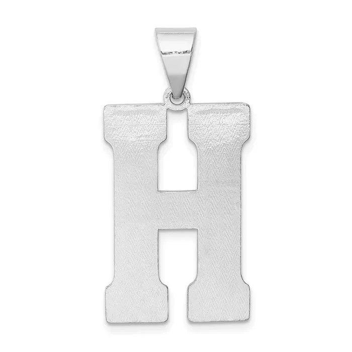 Sterling Silver Rhodiumplated Letter H Initial Pendant TreasureFineJewelers Necklaces