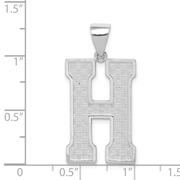 Sterling Silver Rhodiumplated Letter H Initial Pendant TreasureFineJewelers Necklaces
